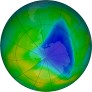 Antarctic ozone map for 2024-11-27